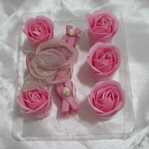 Elegant Pink Rose Hair Clip Set